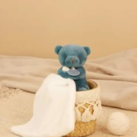 Discount Doudou mouchoir- Mon petit ourson - Bleu - 10 cm Ours