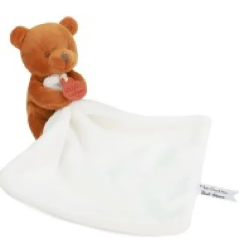 Discount Doudou mouchoir- Mon petit ourson - Orange - 10 cm Ours