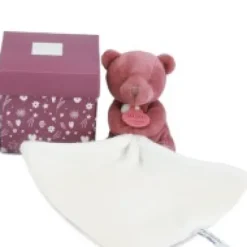 Online Doudou mouchoir- Mon petit ourson - Rouge bordeaux- 10 cm Ours
