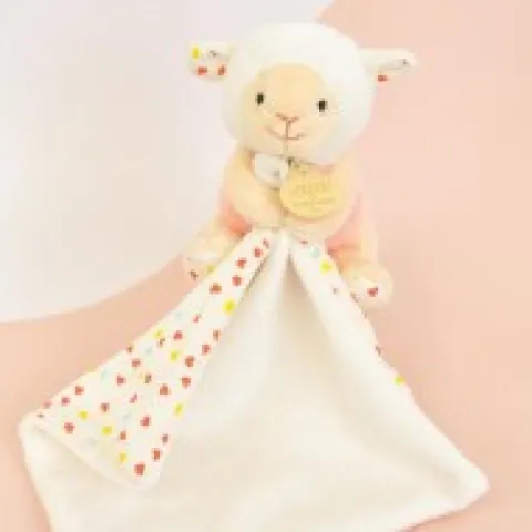 Sale Doudou mouchoir mouton blanc et orange - 11 cm Les Prix Doux|Rikikis & Méli Mélo