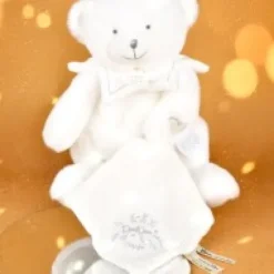 Online Doudou mouchoir ours Blanc - 30 cm - Collection Anniversaire Doudou® Anniversaire|Ours
