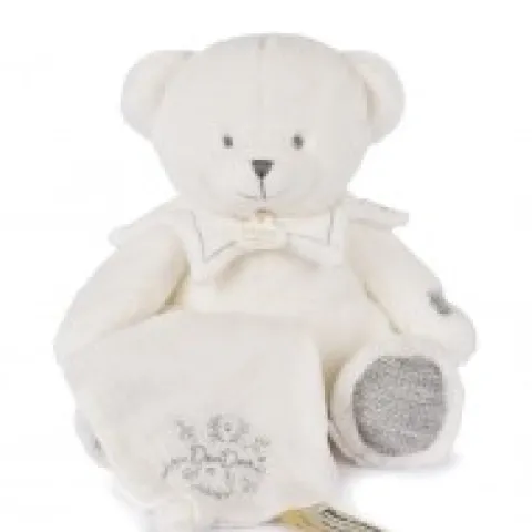 New Doudou mouchoir ours Gris - 30 cm - Collection Anniversaire Doudou® Anniversaire|Ours