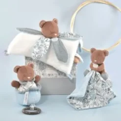New Doudou OURS bleu avec pétales - BOH'AIME - Cadeaux Naissance|Les Boh'aime
