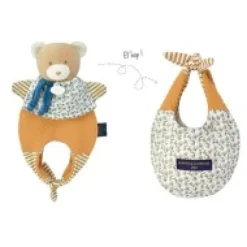 Hot Doudou Ours marionnette - Petit sac - Amusette 3 EN 1 Les Prix Doux|Doudous Coton Bio
