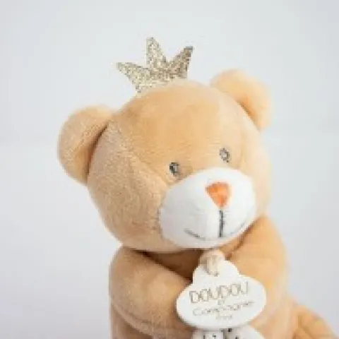 New Doudou ours mouchoir marron Petit Roi - 10 cm Cadeau À Moins De 20€|Perlidoudou
