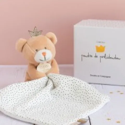New Doudou ours mouchoir marron Petit Roi - 10 cm Cadeau À Moins De 20€|Perlidoudou