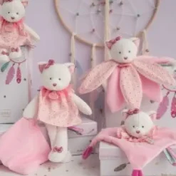 Hot Doudou plat Chat rose - Attrape-rêves - 20 cm Attrape-rêves|Chat