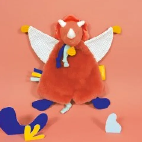 Discount Doudou plat dinosaure orange Lou - 25 cm Les Prix Doux|Calinosaure