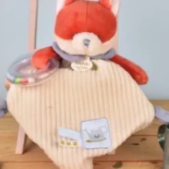 Outlet Doudou plat hochet billes - Renard Romarin - 21 cm Dans Mon Jardin|Hochets Et Pantins D'activités