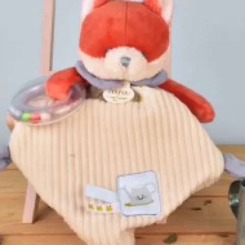 Outlet Doudou plat hochet billes - Renard Romarin - 21 cm Dans Mon Jardin|Hochets Et Pantins D'activités
