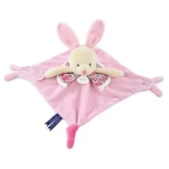 Outlet Doudou plat lapin rose avec marionnette à doigt - 30 cm Doudous À Histoires|Lapin