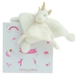 Outlet Doudou plat Licorne blanche - 22 cm Les Prix Doux|Licorne