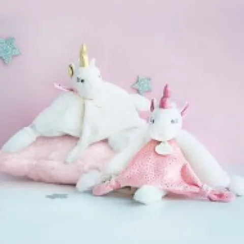 Outlet Doudou plat Licorne blanche - 22 cm Les Prix Doux|Licorne
