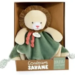 Discount Doudou plat lion beige et vert - 25 cm Cadeaux Naissance|Les Prix Doux