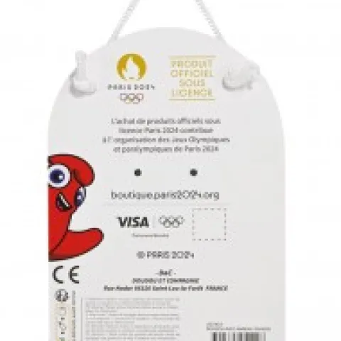 Sale Doudou plat mascotte jeux olympiques paris 2024 avec anneau en bois - 25 cm Collection Bébé Jo|Les Prix Doux