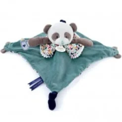 Discount Doudou plat panda vert avec marionnette à doigt - 30 cm Cadeaux Naissance|Doudous À Histoires