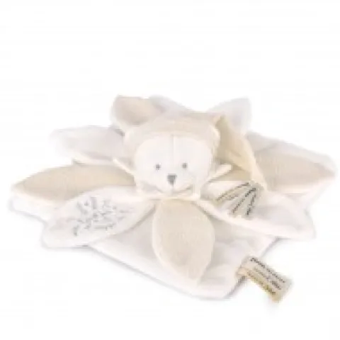 Hot Doudou plat pétales Ours Blanc - 25 cm - Collection Anniversaire Doudou® Anniversaire|Ours