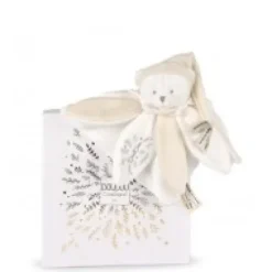 Hot Doudou plat pétales Ours Blanc - 25 cm - Collection Anniversaire Doudou® Anniversaire|Ours