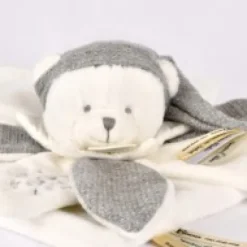 New Doudou plat pétales Ours Gris - 25 cm - Collection Anniversaire Doudou® Anniversaire|Ours