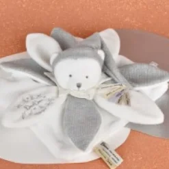 New Doudou plat pétales Ours Gris - 25 cm - Collection Anniversaire Doudou® Anniversaire|Ours
