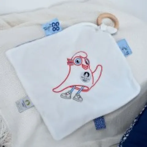 Outlet Duo Doudou plat et hochet pour bébé JO Paris 2024 Collection Bébé Jo|Mascotte Jo