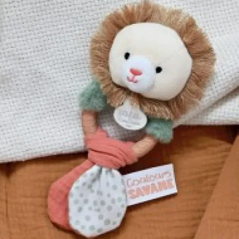 Outlet Hochet bébé lion - 15 cm Cadeau À Moins De 20€|Couleurs Savane
