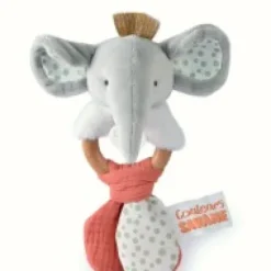 Best Hochet bébé éléphant - 15 cm Cadeau À Moins De 20€|Couleurs Savane