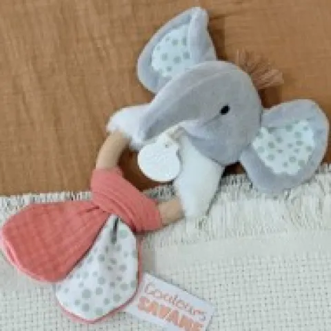 Best Hochet bébé éléphant - 15 cm Cadeau À Moins De 20€|Couleurs Savane