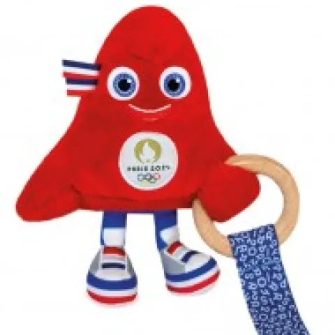 Outlet Hochet mascotte jeux olympiques 2024 avec anneau en bois - 17 cm Collection Bébé Jo|Cadeau À Moins De 20€