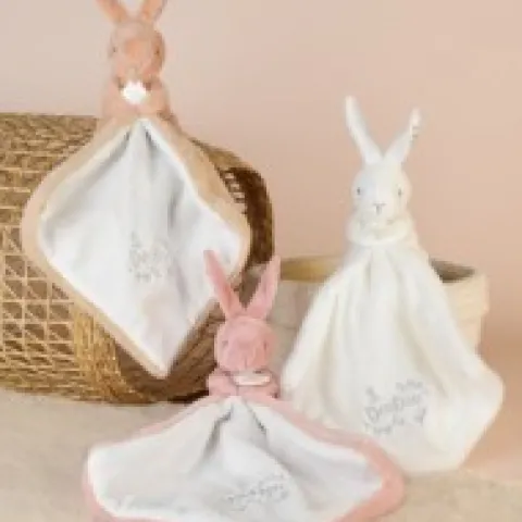 Outlet Lapin DOUDOU® - Doudou Lapin mouchoir- 10 cm - Blanc Lapin Doudou|Lapin