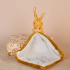 Outlet Lapin DOUDOU® - Doudou mouchoir Lapin- 10 cm - Jaune moutarde Lapin Doudou|Lapin