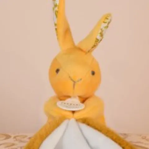 Outlet Lapin DOUDOU® - Doudou mouchoir Lapin- 10 cm - Jaune moutarde Lapin Doudou|Lapin