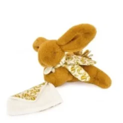 Fashion Lapin DOUDOU® - Peluche lapin jaune moutarde avec doudou assorti - 16 cm Lapin Doudou|Lapin