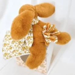 Fashion Lapin DOUDOU® - Peluche lapin jaune moutarde avec doudou assorti - 16 cm Lapin Doudou|Lapin