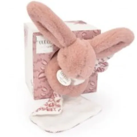 Best Lapin DOUDOU® - Peluche lapin Rose avec doudou assorti - 16 cm Lapin