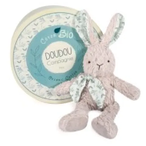 Outlet Lapin peluche gris en coton Bio 25 cm Doudous Coton Bio|Lapin