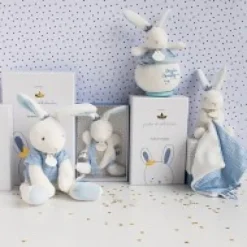 Discount Mini doudou attache sucette lapin matelot bleu - 15 cm Cadeau À Moins De 20€|Cadeaux Naissance