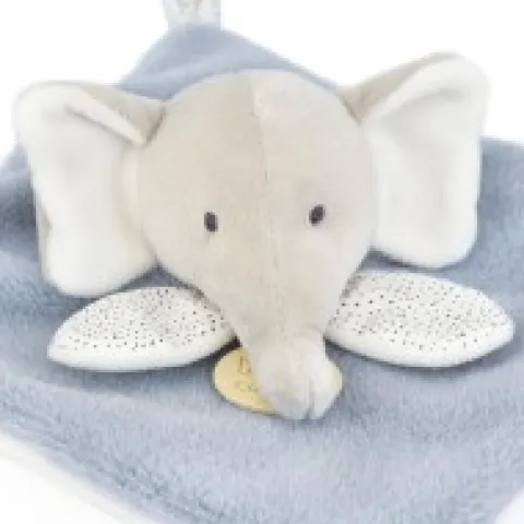 Clearance Mini Doudou elephant plat gris et bleu - 19 cm Les Prix Doux|Rikikis & Méli Mélo