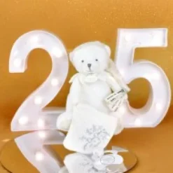 Clearance Ours en peluche Blanc attache-sucette - 20 cm - Collection Anniversaire Doudou® Anniversaire|Ours