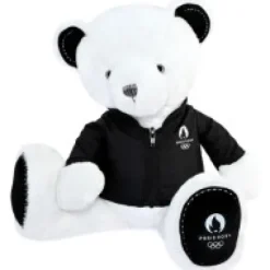 Online Ours en peluche blanc avec veste noire JO2024 - 40 cm - Collection Premium Les Peluches Supporters|Mascotte Jo