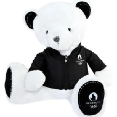 Online Ours en peluche blanc avec veste noire JO2024 - 40 cm - Collection Premium Les Peluches Supporters|Mascotte Jo