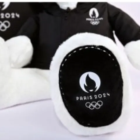 Online Ours en peluche blanc avec veste noire JO2024 - 40 cm - Collection Premium Les Peluches Supporters|Mascotte Jo