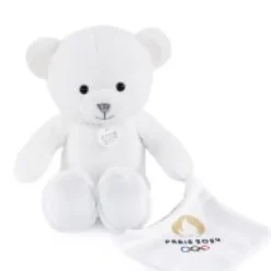 Best Ours en peluche blanc avec doudou paris 2024 - 25 cm Collection Bébé Jo|Les Peluches Supporters