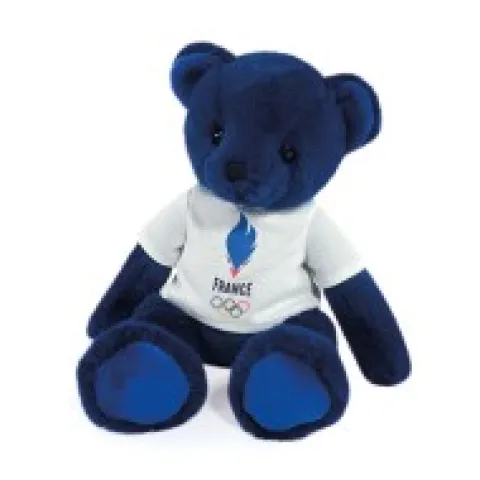 New Ours en peluche bleu avec T-shirt Equipe de France - 30 cm Collection Bébé Jo|Les Peluches Supporters