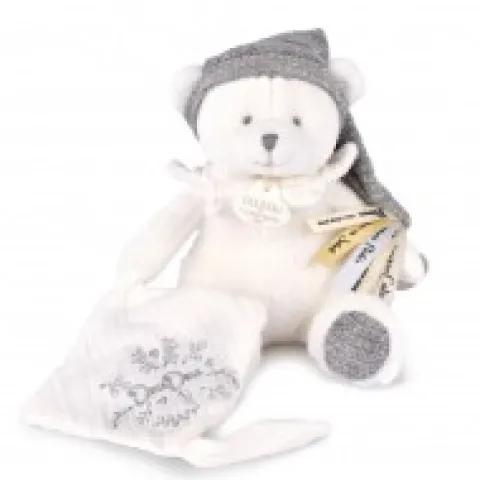 Sale Ours en peluche Gris attache-sucette - 20 cm - Collection Anniversaire Doudou® Anniversaire|Ours