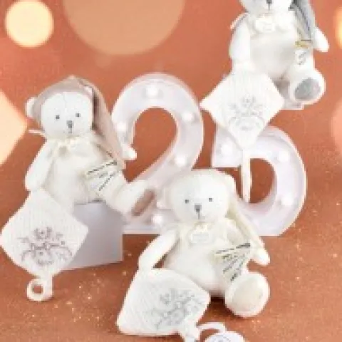 Sale Ours en peluche Gris attache-sucette - 20 cm - Collection Anniversaire Doudou® Anniversaire|Ours