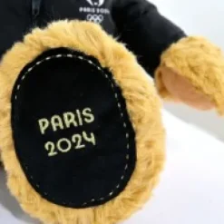 Clearance Ours en peluche marron Paris 2024 avec veste noire zippée - 40 cm Les Peluches Supporters|Mascotte Jo