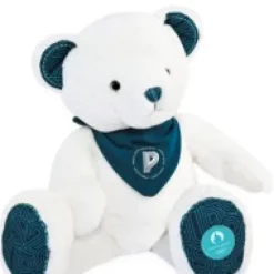 Fashion Ours en peluche Premium blanc avec bandana  Paris 2024 - 37 cm Collection Bébé Jo|Les Peluches Supporters
