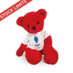 New Ours en peluche rouge avec T-shirt Equipe de France - 30 cm Collection Bébé Jo|Les Peluches Supporters