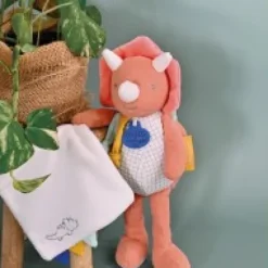 Online Peluche de dinosaure orange avec doudou -  Lou - 25 cm Les Prix Doux|Calinosaure